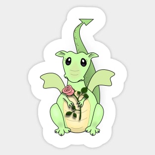Cute Baby Dragon with Rose Sticker